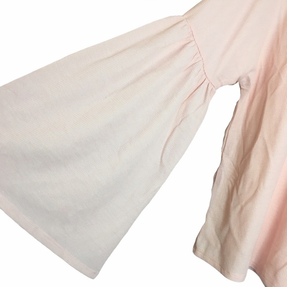 Xhilaration Bell Sleeve Waffle Knit Peach Sleep Top Sleepwear Pajama Large L - Picture 6 of 9